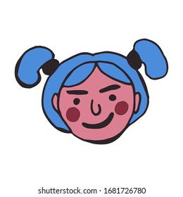 cartoon face vector people. Hand drawn line art colored illustration. Human emotions doodle set