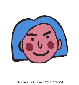 cartoon face vector people. Hand drawn line art colored illustration. Human emotions doodle set