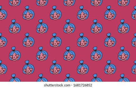 cartoon face vector people. Hand drawn line art colored illustration. Human emotions doodle set