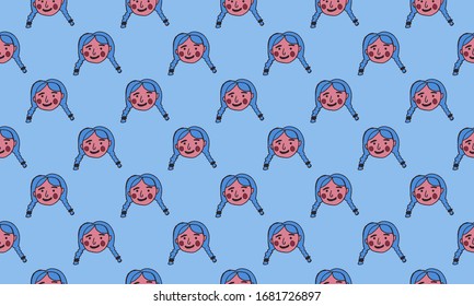 cartoon face vector people. Hand drawn line art colored illustration. Human emotions doodle set