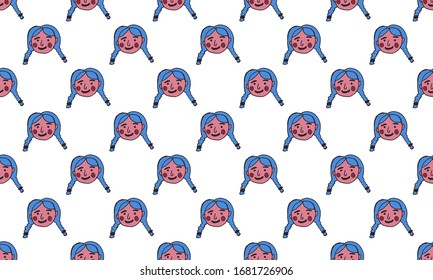 cartoon face vector people. Hand drawn line art colored illustration. Human emotions doodle set