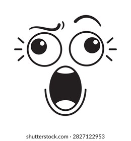 Cartoon face with wide open eyes and surprised mouth expression