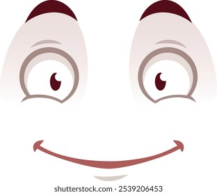 Cartoon face with wide opened eyes and a big smile showing excitement and happiness. Perfect for projects related to emotions