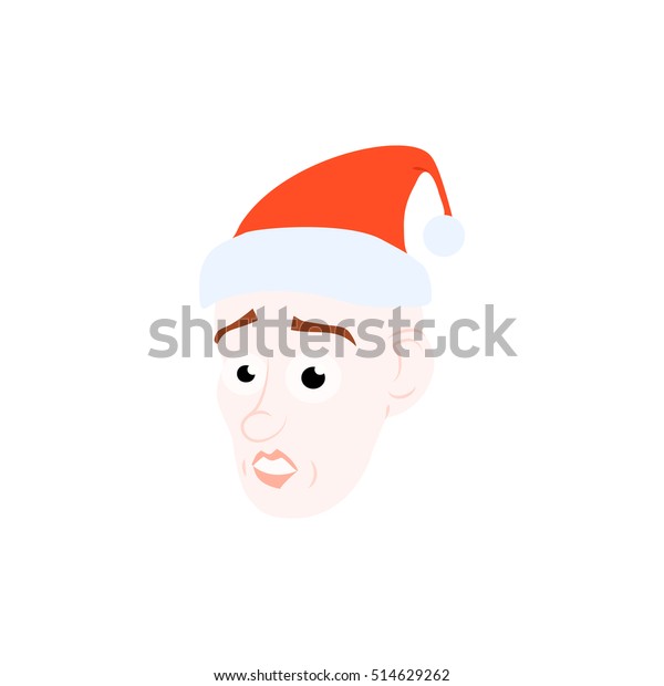 Cartoon Face Young Santa Claus Emotions Stock Vector