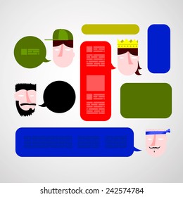 Cartoon faces with colorful bubbles - vector illustration. Eps10.