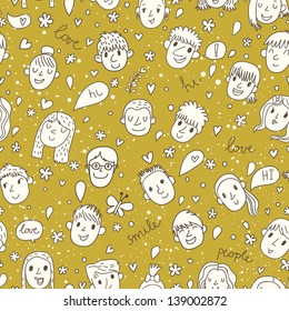 Cartoon faces Ã¢Â?Â? cute wallpaper. Seamless pattern can be used for wallpapers, pattern fills, web page backgrounds,surface textures.