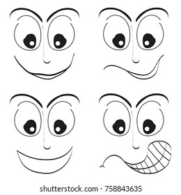 Cartoon faces with different emotions. Emotion faces icon set.
