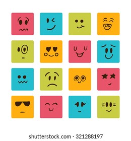 Cartoon faces with different emotions. Vector illustration
