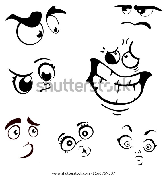 Cartoon Faces Different Emotions Wonder Eyes Stock Vector (Royalty Free ...