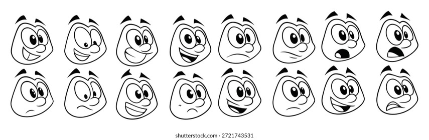 Cartoongesichter mit unterschiedlicher Vektorgrafik