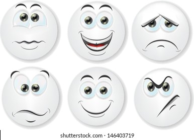 Cartoon faces with emotions 