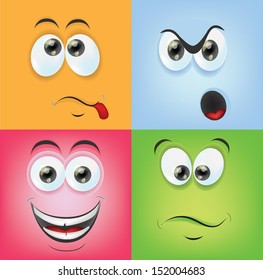 Cartoon faces with emotions 