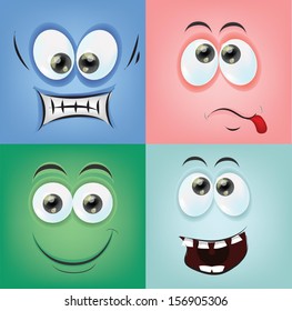 Cartoon faces with emotions 