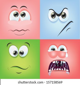 Cartoon faces with emotions 