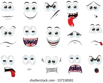 Cartoon faces with emotions 