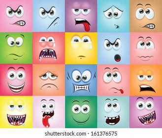 Cartoon faces with emotions 