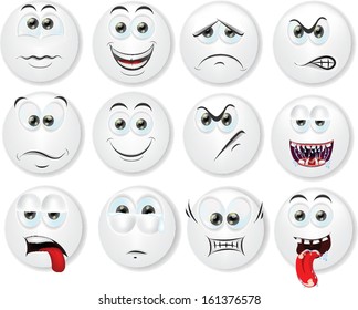 Cartoon faces with emotions 