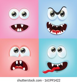 Cartoon faces with emotions 