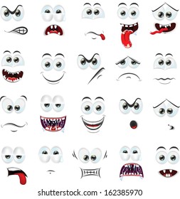 Cartoon faces with emotions 