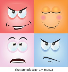 Cartoon faces with emotions 