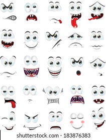 Cartoon faces with emotions 