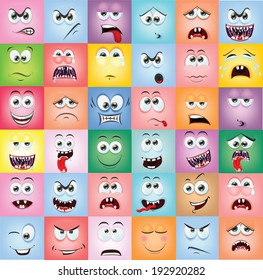 Cartoon faces with emotions 