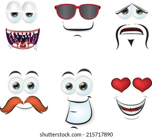 Cartoon faces with emotions