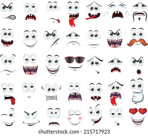 Cartoon faces with emotions