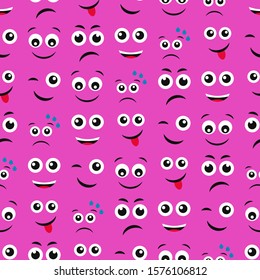 Cartoon Faces Emotions Seamless Pattern Different Stock Vector (Royalty ...