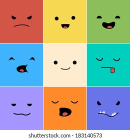 Cartoon faces with emotions v.1