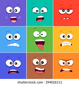 Cartoon faces with emotions v.10