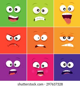 Cartoon faces with emotions v.11