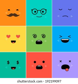 Cartoon Faces With Emotions V.3