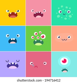 Cartoon faces with emotions v.4