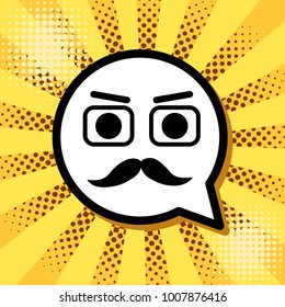 Cartoon faces expressions and elements with halftone shadows, Emotions icon in pop art style, vector illustration.