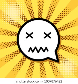 Cartoon faces expressions and elements with halftone shadows, Emotions icon in pop art style, vector illustration.