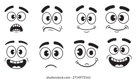 cartoon faces expressions happy surprised sad 