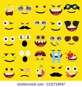 Cartoon faces expressions vector