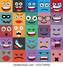 Cartoon faces expressions vector