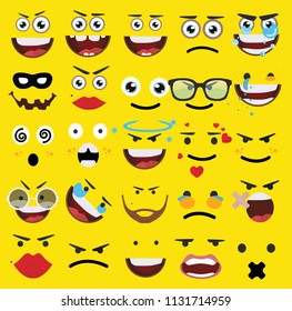 Cartoon faces expressions vector