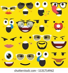 Cartoon faces expressions vector