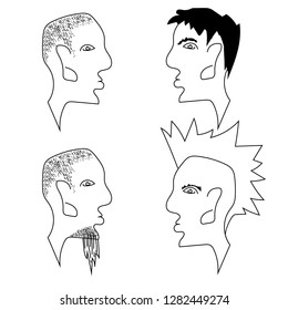 Cartoon faces expressions vector set