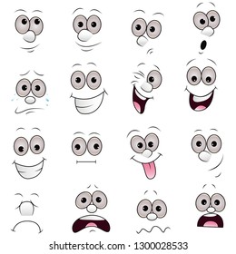 Cartoon faces expressions vector set