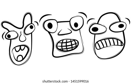 Cartoon faces expressions vector set