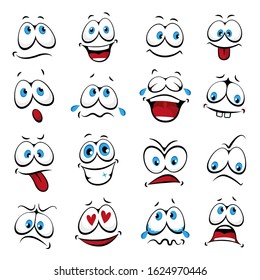 Cartoon faces expressions vector set