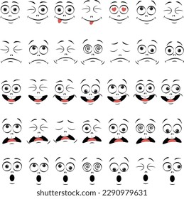 cartoon faces expressions vector set