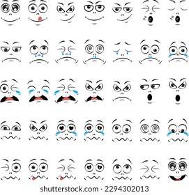  cartoon faces expressions vector set