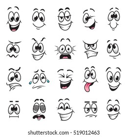 Cartoon faces expressions vector set