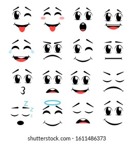 Cartoon Faces Expressive Eyes Mouth Smiling Stock Vector (Royalty Free)  1611486373 | Shutterstock
