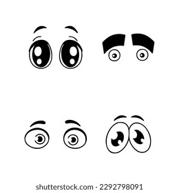 Cartoon faces. Expressive eyes and mouth, smiling, crying and surprised character face expressions. Caricature comic emotions or emoticon doodle. Isolated vector illustration icons set